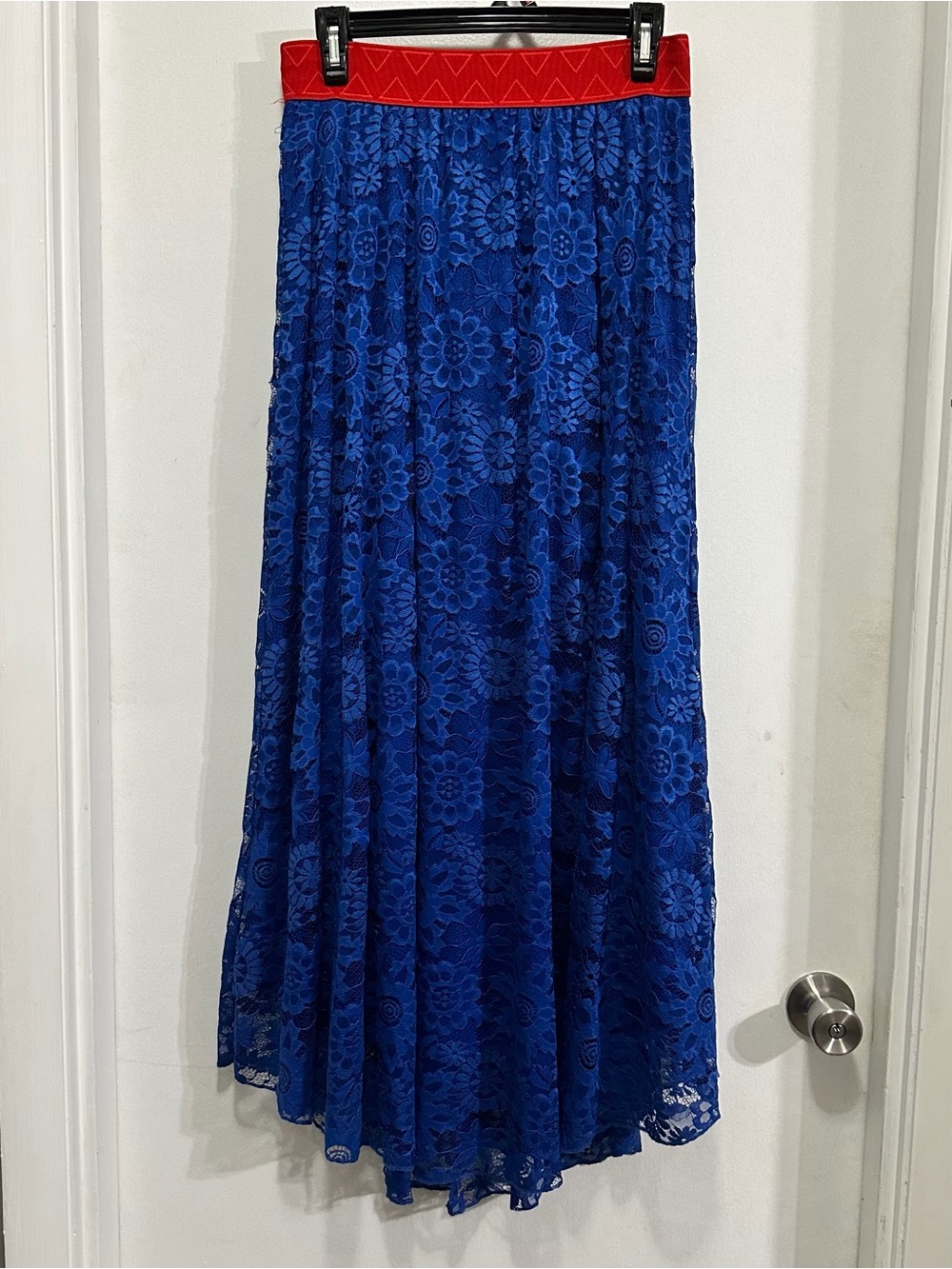 Blue Maxi Skirt with Red Waistband- LuLaRoe Sz: S